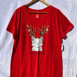 Red PJ's Christmas Cat Lovers Pajamas size 16-18